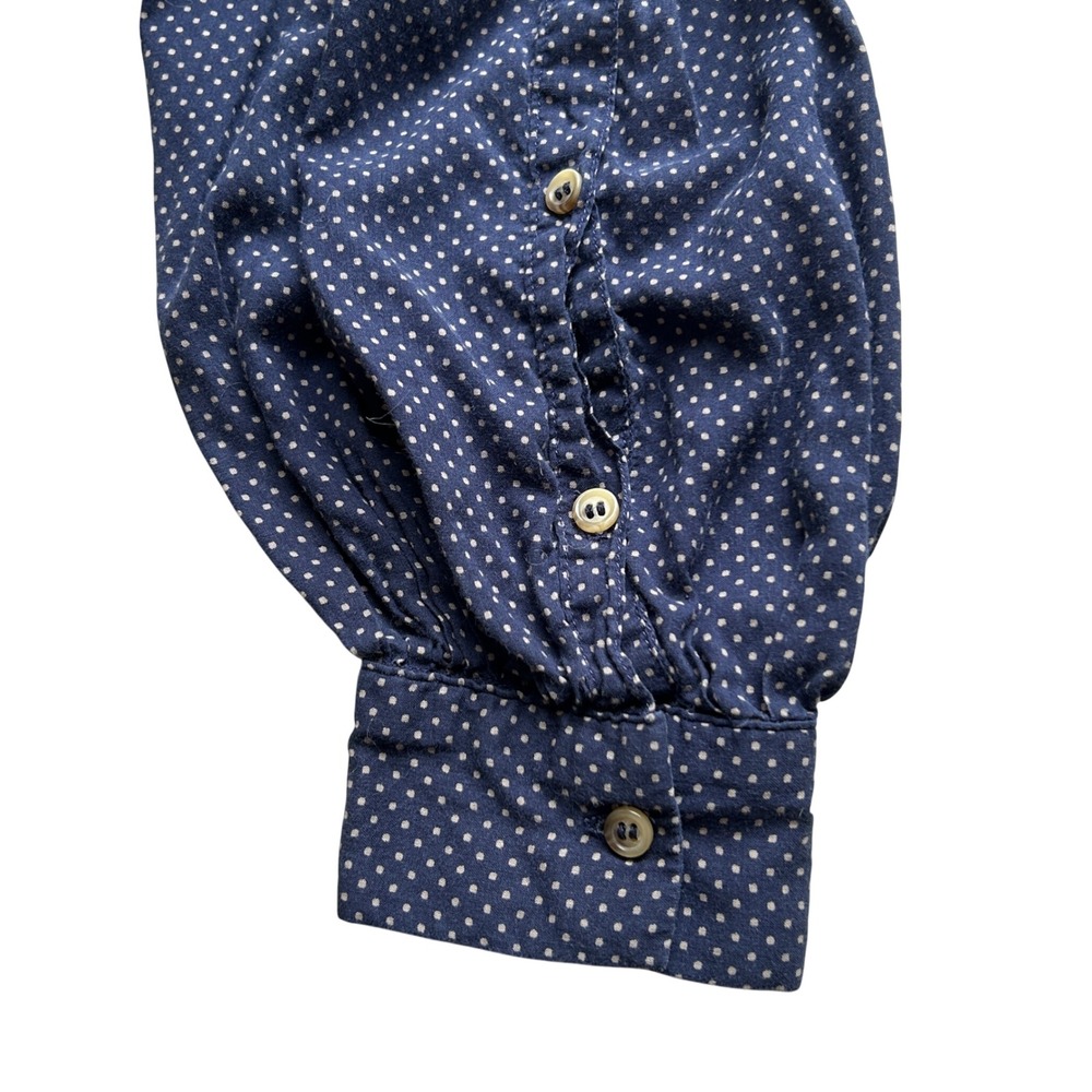 Imogene + Willie Polka Dot Shirt‎ S Navy Peter Pan Collar Button Down - Picture 8 of 8